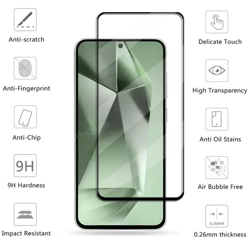 Стекло 6 в 1 для Samsung Galaxy S24 FE полное покрытие закаленное стекло защитная пленка