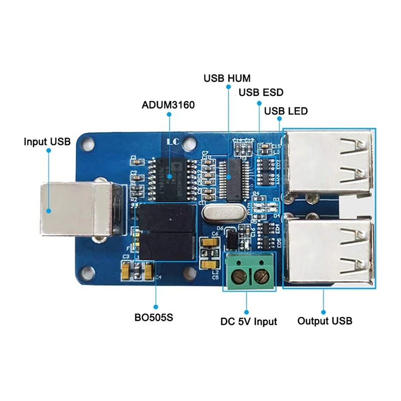 USB-изолятор 2500 В usb-хаб изолятор USB-изоляционная плата ADUM4160 ADUM3160 поддержка