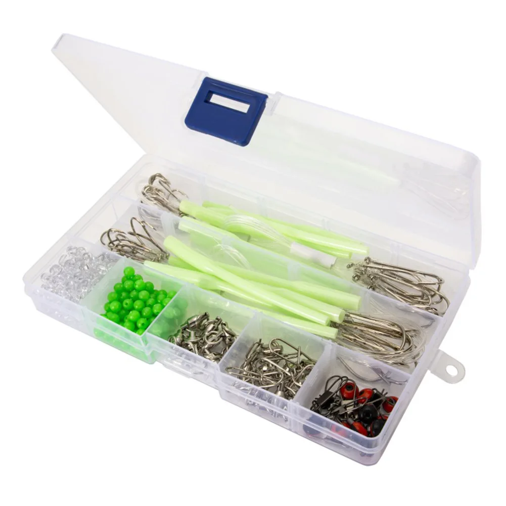 

Kit Set Fishing Accessories Jig-Hooks Swivels Luminous Pipe Tackle Kit Wide Application 17.5*10*2.2cm Brand New