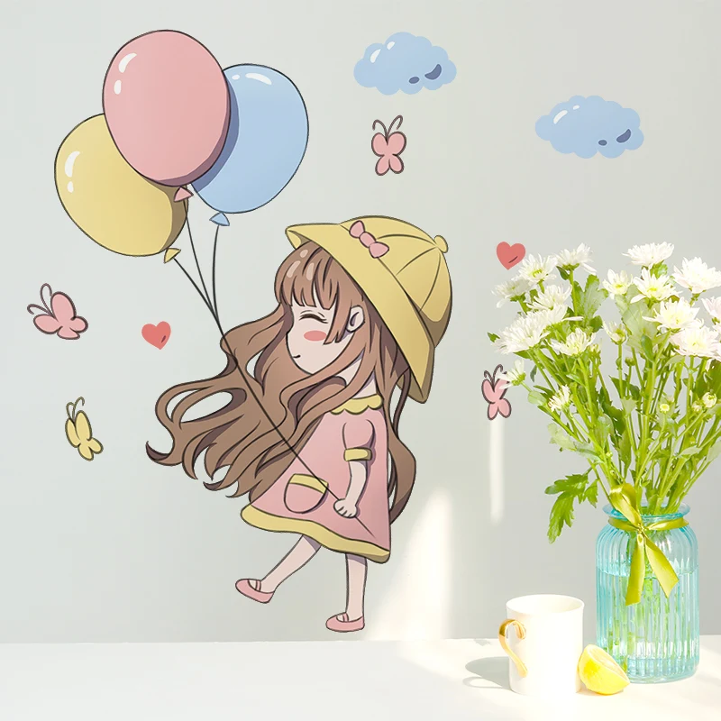 Наклейки на стену Девочка качели декор сделай сам креативная Фреска в виде Луны