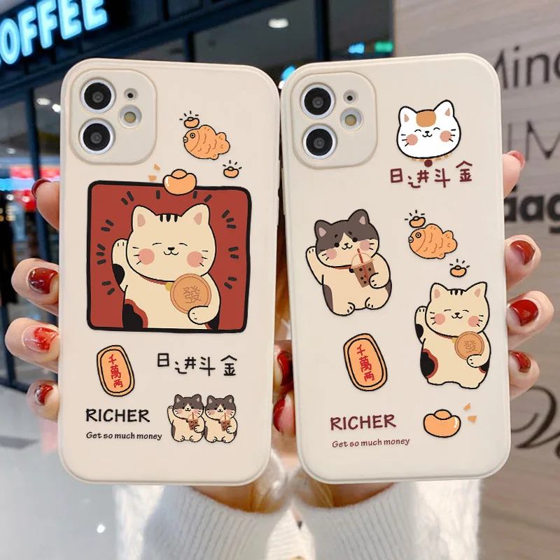 

NOHON phone Casing For OPPO R9S R15 R17 F9 F11 A5 A7 A9 A15 A16 A31 A53 A54 A59 A72 A74 A92 A93 richer cat cover