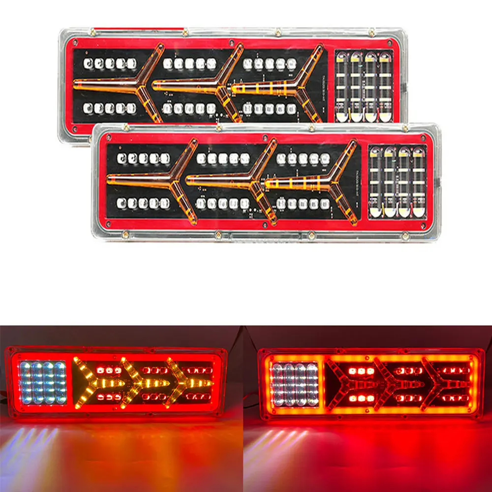 

12V/24V Truck LED Rear Tail Light trailer Warning Lights waterproof Flowing Signal Light lorry stop brake reversing traffic lamp