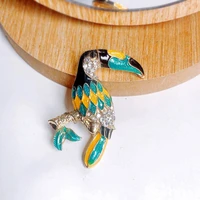 creative simulation animal brooch enamel rhinestone style jewelry cartoon branch bird bag coat accessories