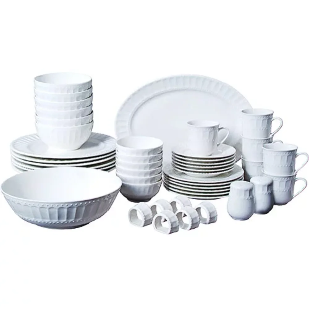 

Regalia 46-Piece Dinnerware and Serve Ware Set, Service for 6 Camping Cookware