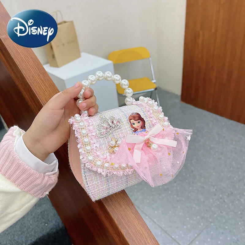 Disney Frozen Shoulder Bag for Girls Kids Handbag Children's Messenger Bag Pearl Portable Princess Crossbody Bag Free Shipping