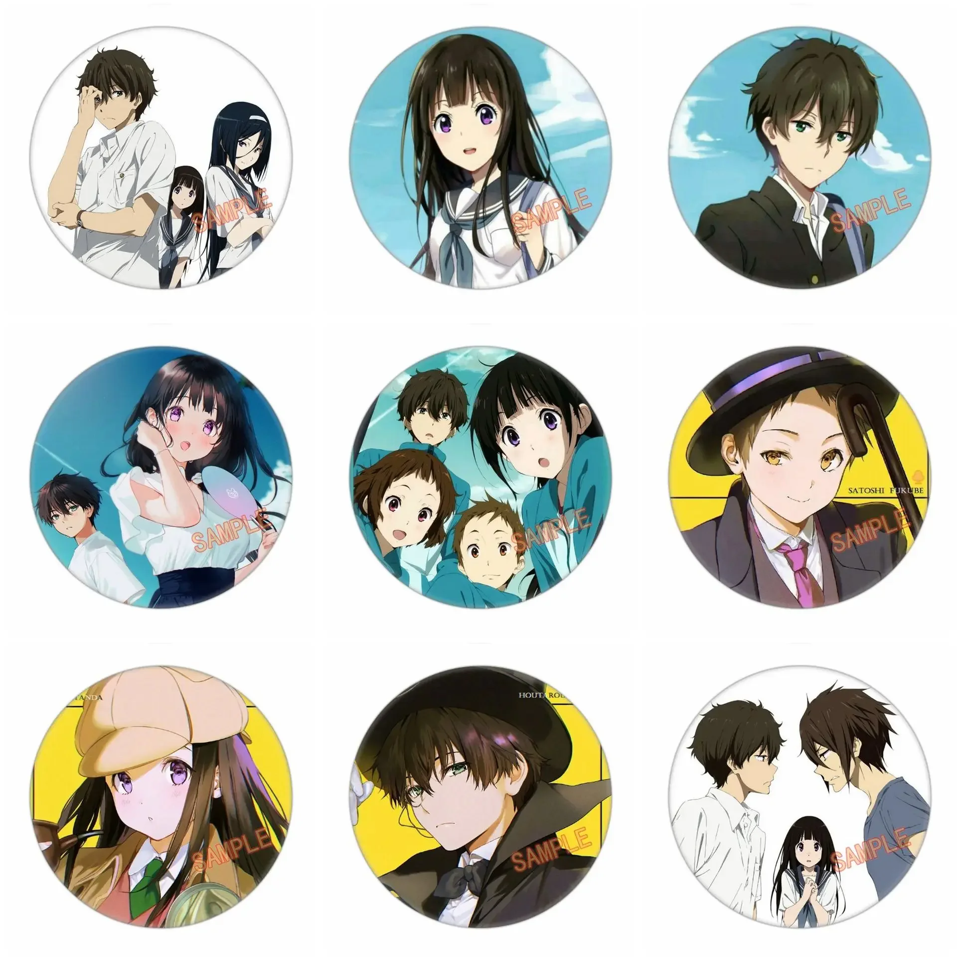 Hyouka Kotenbu Cosplay Badges Chitanda Eru Brooch Fukube Satoshi Icon Oreki Houtarou Collection Breastpin for Backpacks Clothing
