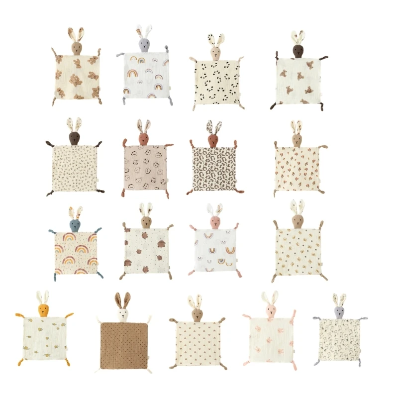 

Baby Security Blanket Multi-use Teething Bib Lovely Rabbit Rattle Soothing Towel