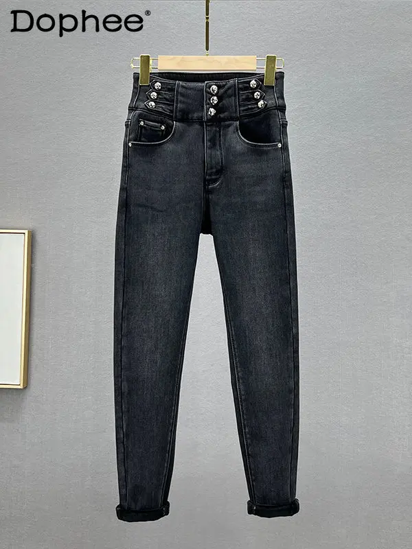 

Winter Wear Black Jeans Women's Fleece-Lined Thickened Warm Jeean 2022 New Elastic High Waist Slimming All-Matching Skinny Pants