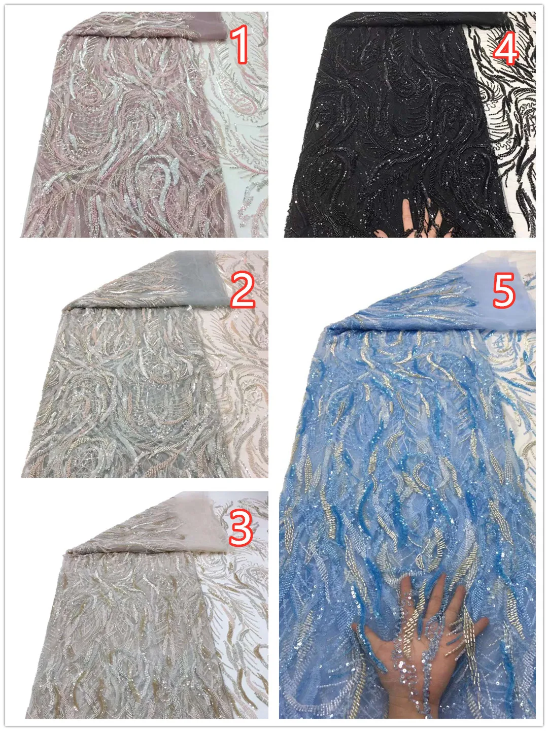 Красивый дизайн платья вышитые бусины разных цветов Африканское кружево