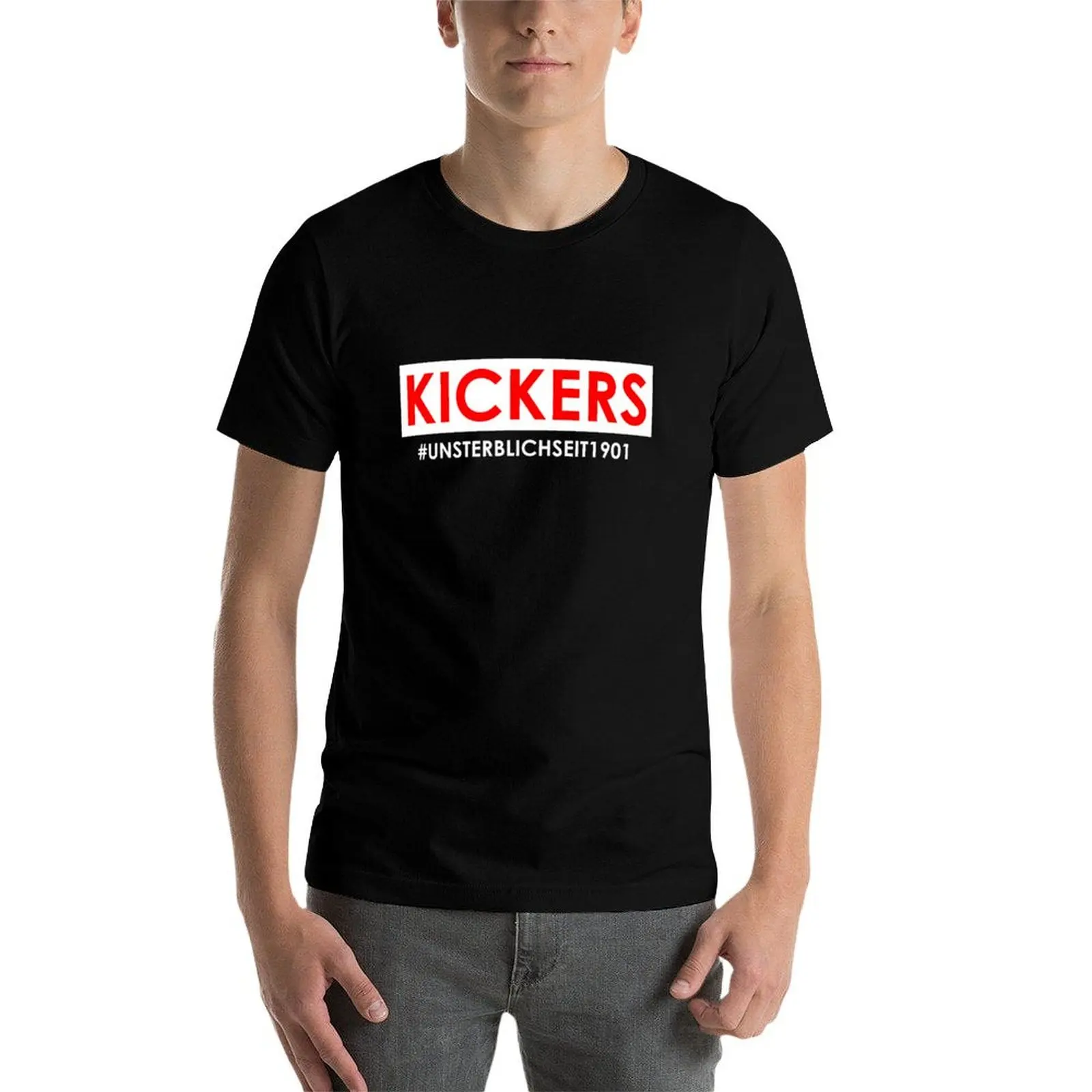 Фото Футболка KICKERS unsterblich с модным принтом, повседневная, с коротким рукавом, для футбольных фанатов города Оффенбах, с 1901 года. №3