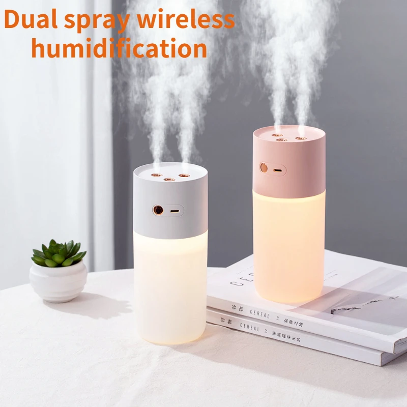 

Silent Dual Spou ​Air Humidifier Small Indoor for Office and CarAromatherapy Diffuser USB Humidifier Built-in 2000mAh Battery