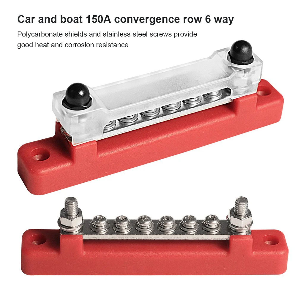 

2 Pieces Car Boat RVs 6-way Bus Bar Terminal Block Accessory Spare Parts