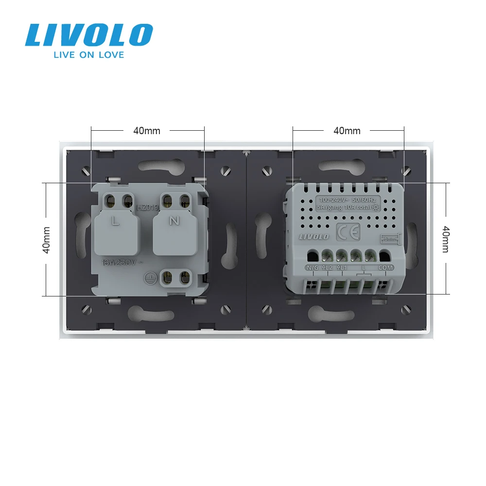 Настенная розетка Livolo 16 А с сенсорным выключателем 250 ~ В переменного тока 4 цвета -