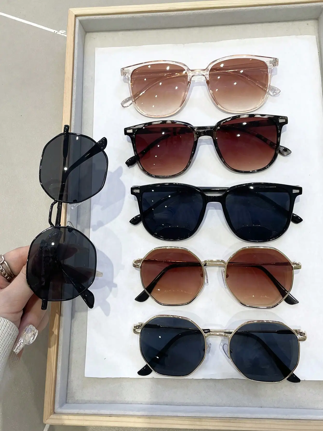 Винтажные Солнцезащитные Очки Унисекс С Геометрическим Рисунком Набор Из 6