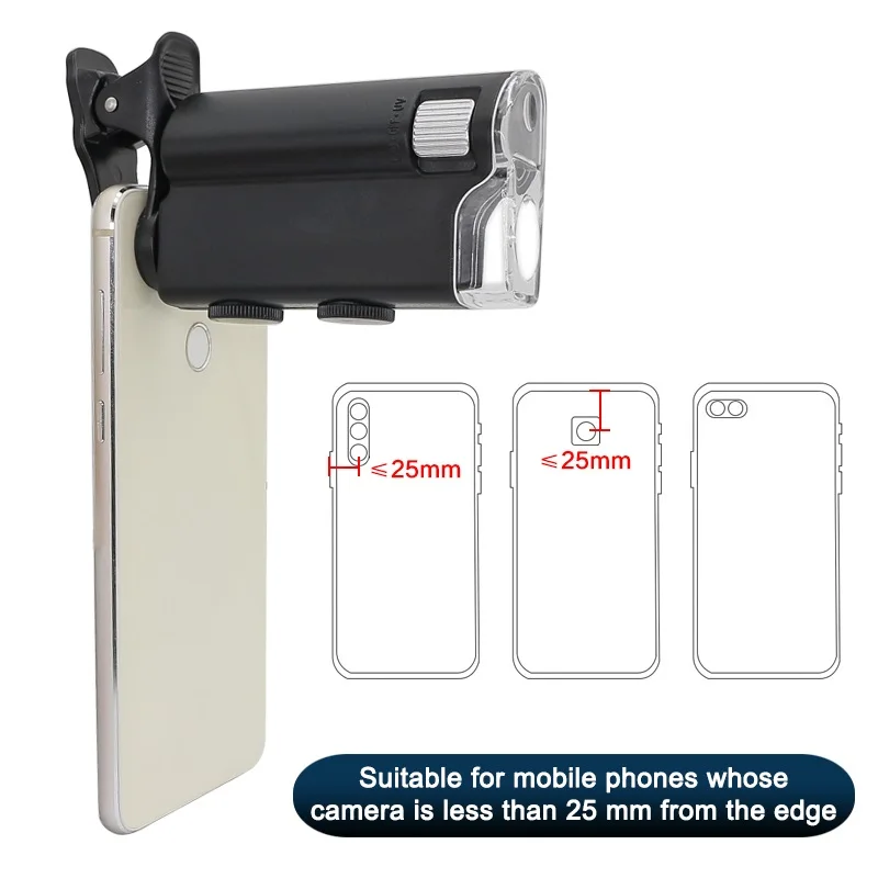 60x100x mobile phone microscope with cell phone clip pocket magnifying glass led uv light f jade identification free global shipping