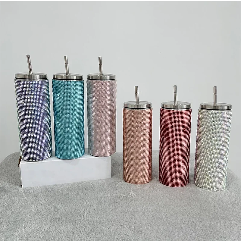 

600 мл/20 унций Алмазный кофейный Термос бутылки 304 из нержавеющей стали тумбы с соломинкой портативная бутылка для кофе MugWater для девочек