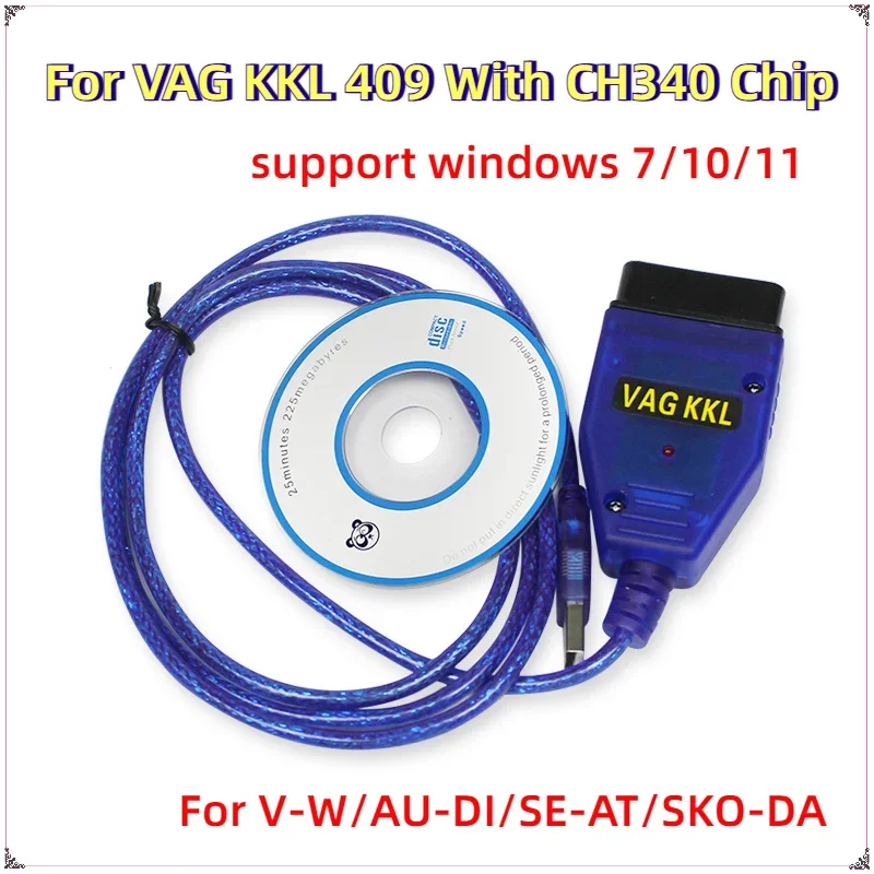 

Для VAG KKL 409 с чипом CH340, автомобильный диагностический инструмент для VAG 409 KKL, кабель USB-интерфейс, сканер OBD2 для Seat VW и т. д.