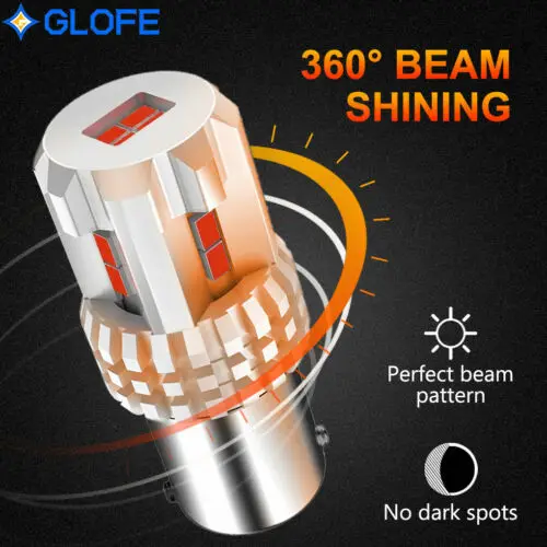 

2Pcs Glofe Pure Red 1157 Led Brake Stop Tail Light Bulbs Lamps 7528 2357 2057