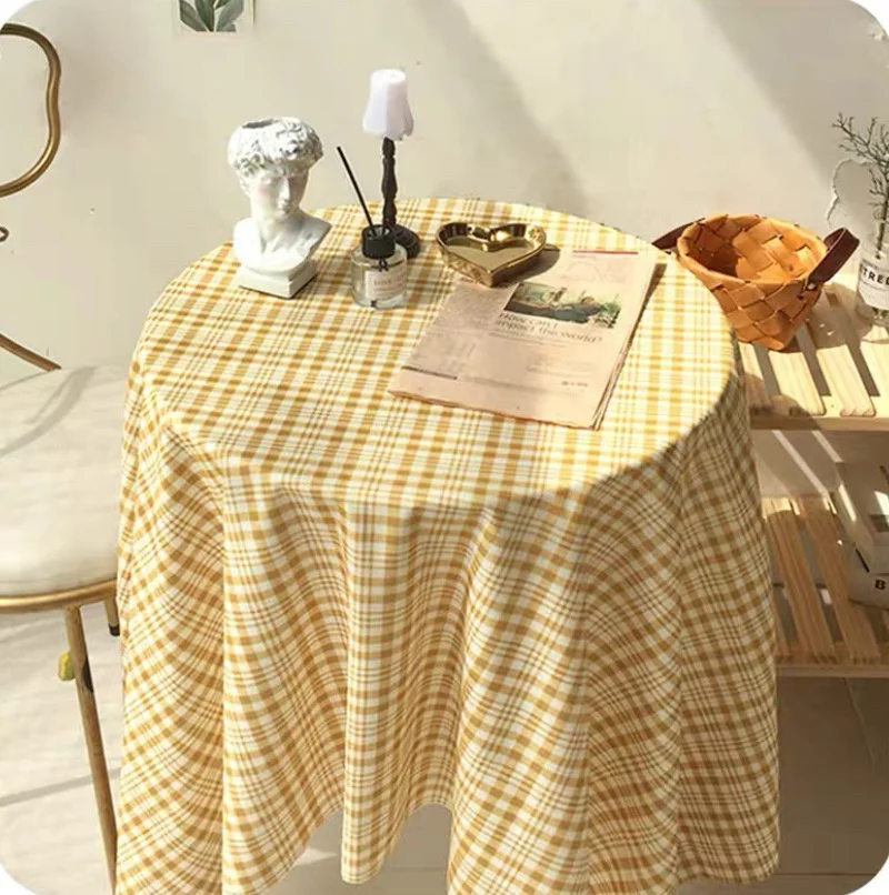 

Cotton Checkerboard Rectangular Tablecloth for Dining Room Kitchen Decorative Multicolor Soft Comfortable Party Table Cover