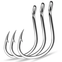 10pcs slow rocking iron hook with barbed high carbon steel single hook sea fishing boat fishing hook with hole fishing tools