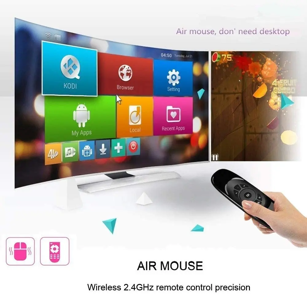 Mini Air Mouse W1 C120 Fly Air Mouse Wireless Keyboard airmouse For 9.0 8.1 Android TV Box/PC/TV Smart TV Portable Mini 2.4G images - 6