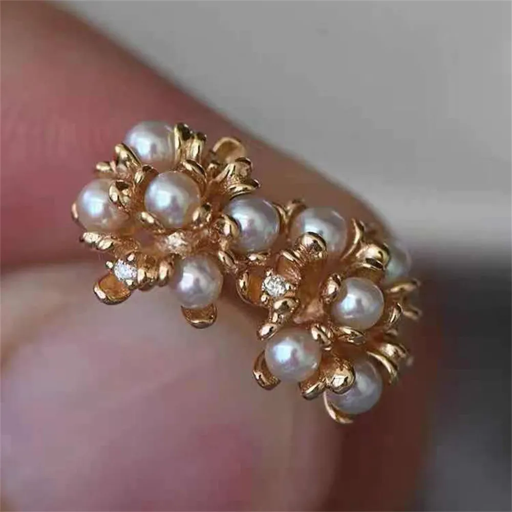 

DIY Pearl Earnail Accessories S925 Sterling Silver Jewelry Multi Bead Fashion Earrings Women's Empty Fit 3-4mm Beads