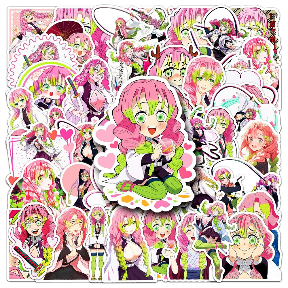 

10/30/50pcs Demon Slayer Kanroji Mitsuri Girls Stickers Kawaii Anime Sticker Phone Scrapbooking Wall Luggage Cartoon Decals Toy