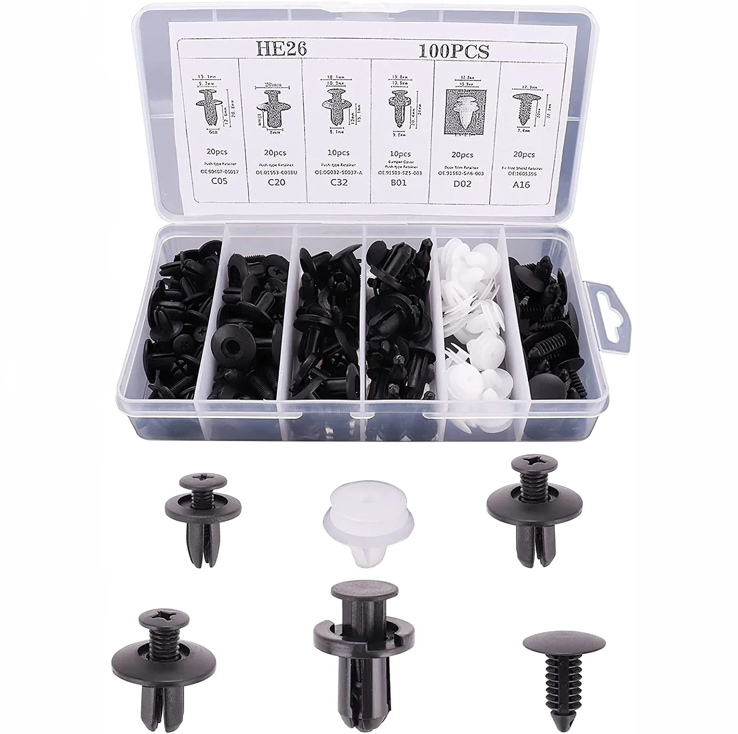 

Набор Пластиковых Автомобильных Зажимов Из 100 Шт., Инструмент Для Снятия Дверных Петель Для Снятия Зажимов И Винтов