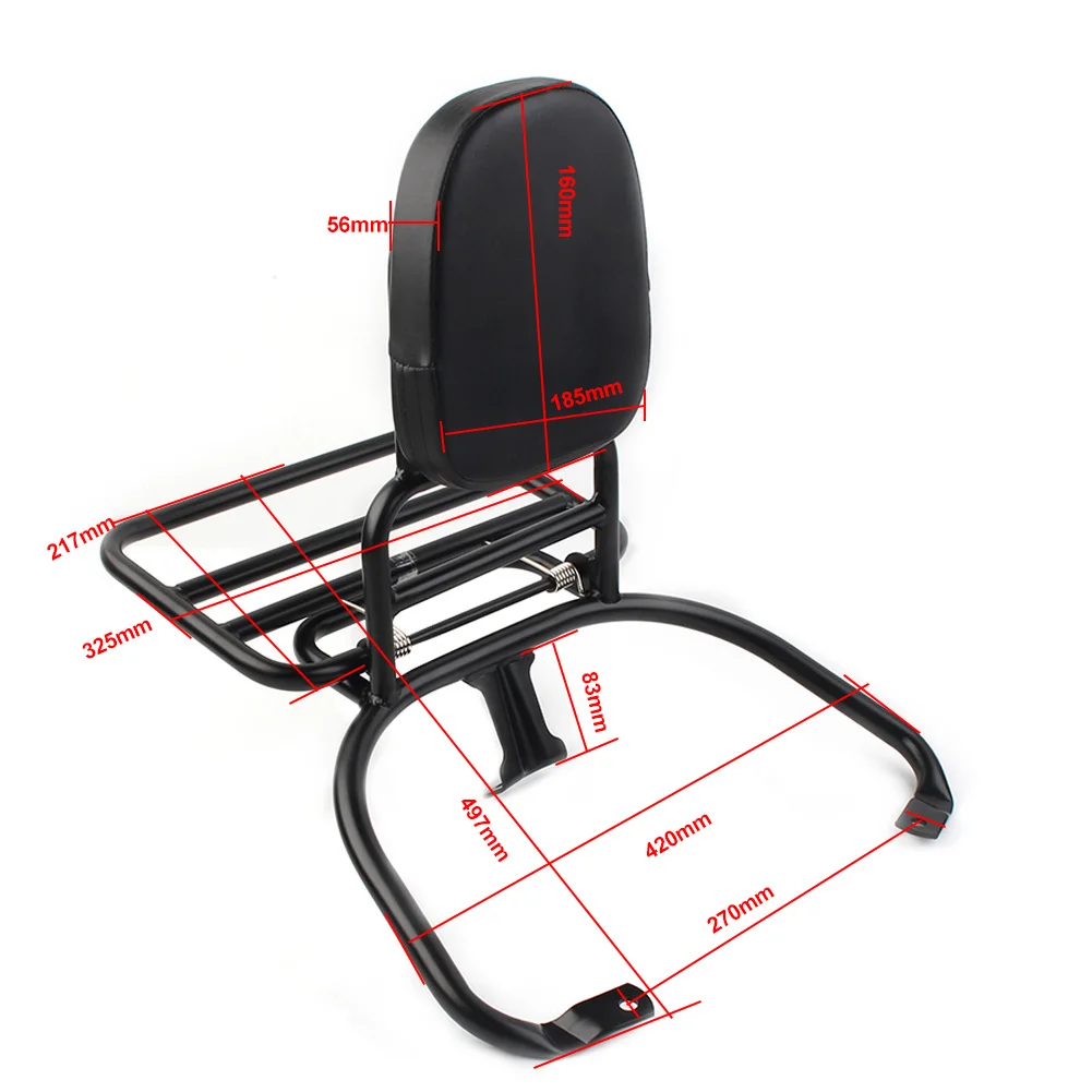 Черная спинка заднего пассажира для мотоцикла багажник Sissy Bar с накладкой Piaggio Vespa