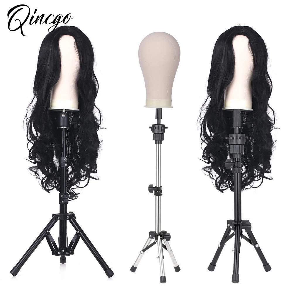 Wig Stand Tripod & Canvas Block Wig Head Adjustable Hairdresser Training Head Stand Set For Wig Display Styling Salon Home Used