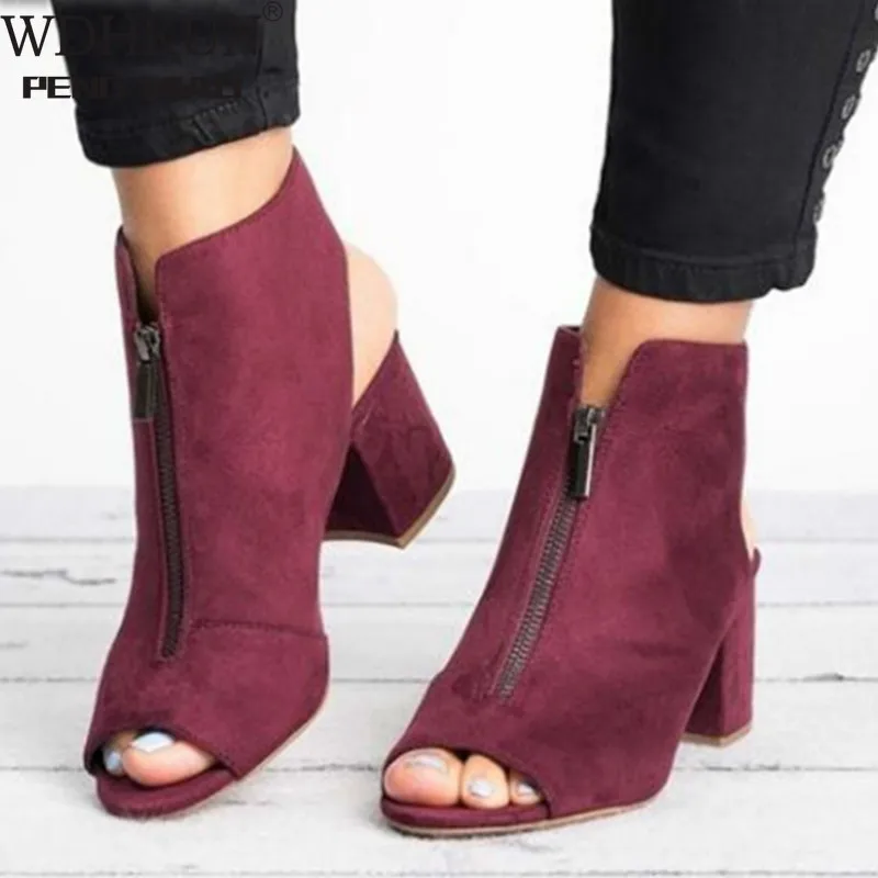 

Сандалии женские на толстом каблуке, с открытым носком, на молнии, 6299 Вт