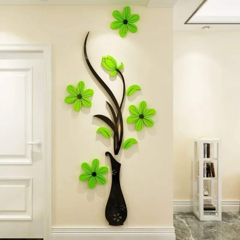 Роскошные акриловые вазы 3D наклейки на стену сделай сам мультяшный цветочный фон