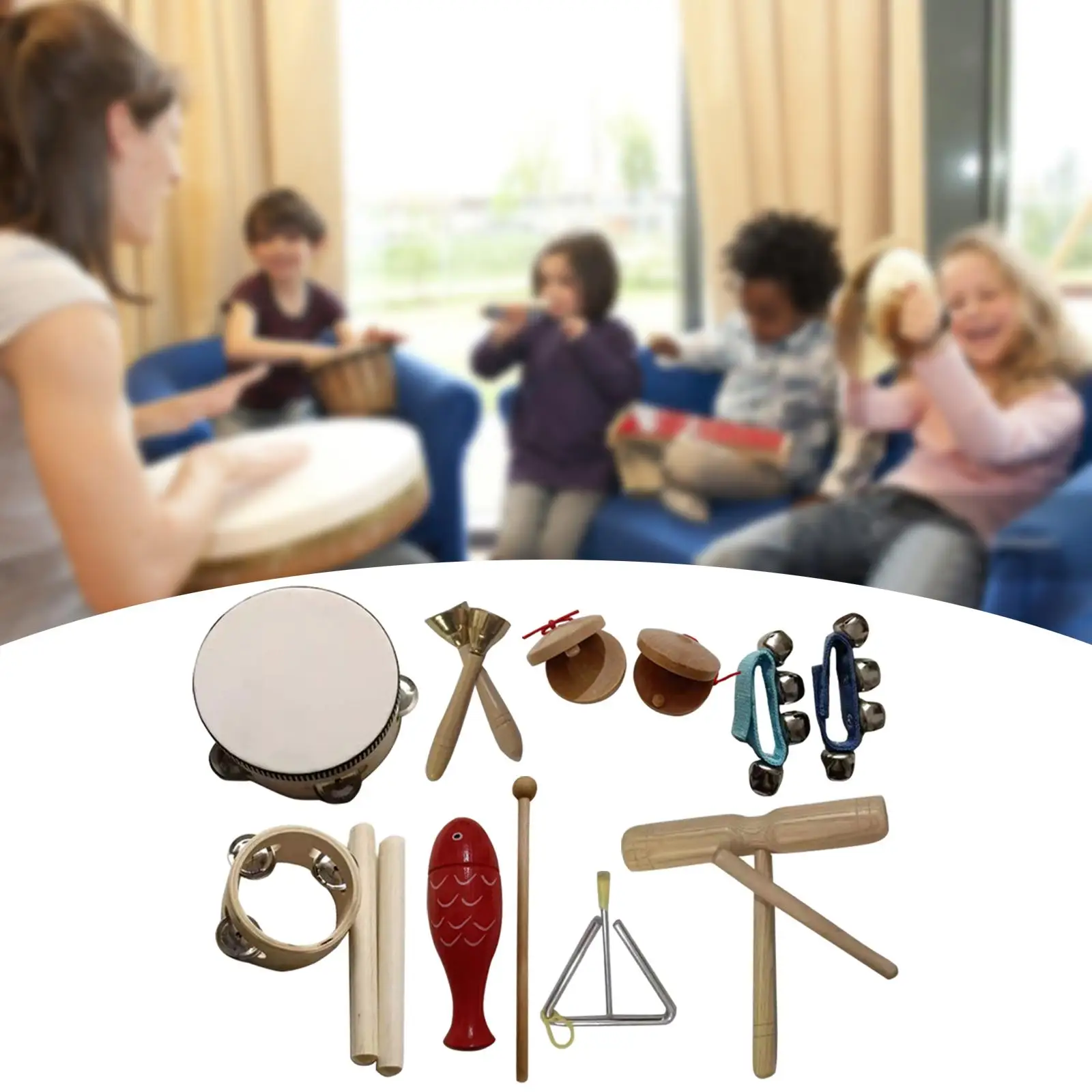 Набор деревянных музыкальных инструментов из 9 предметов для мальчиков и девочек