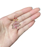 d0340 pink cute anime girl magic wand enamel pins womens brooch pretty badges lapel pins for backpack jewelry accessories gifts