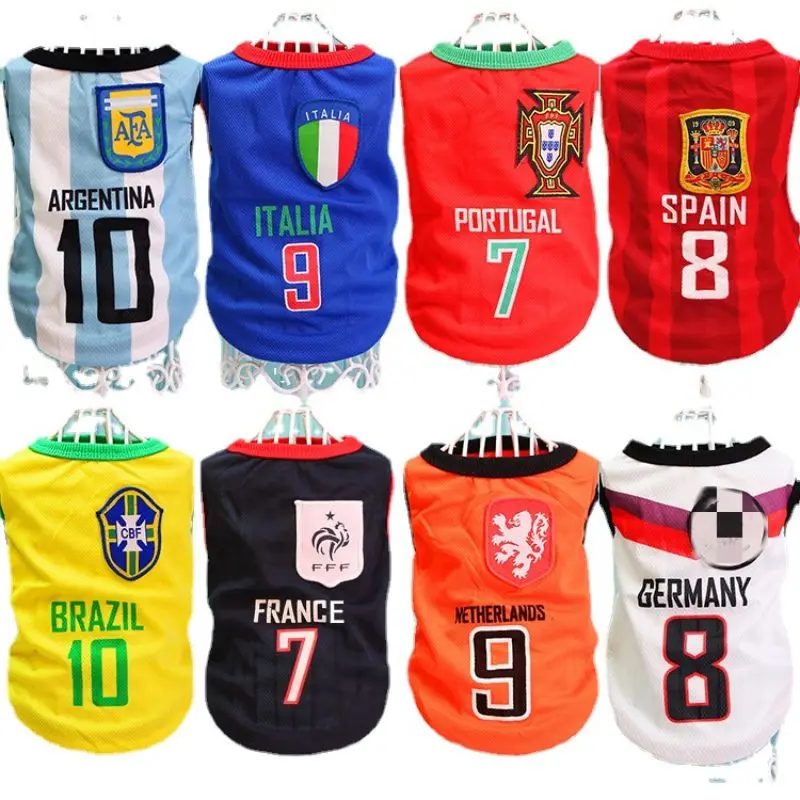

Pet Soccer Team Clothing Direct Selling Dog Football Cup Spring/Summer Dog Vest Teddy Golden Hair Samoys