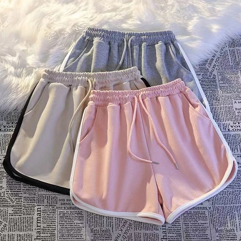 Summer Solid Cotton Casual Versatile Pants Loose Home Sleeping Pants Wearing Outside Student Pants Wide Leg Pants Sports Shorts