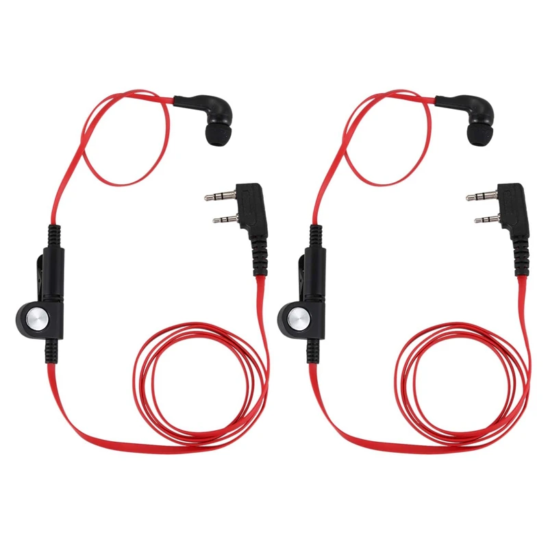

2X 2 Pin Noodle Style Earbud Headphone K Plug Earpiece Headset For Baofeng Uv5r Bf-888S Uv5r Radio Red Wire