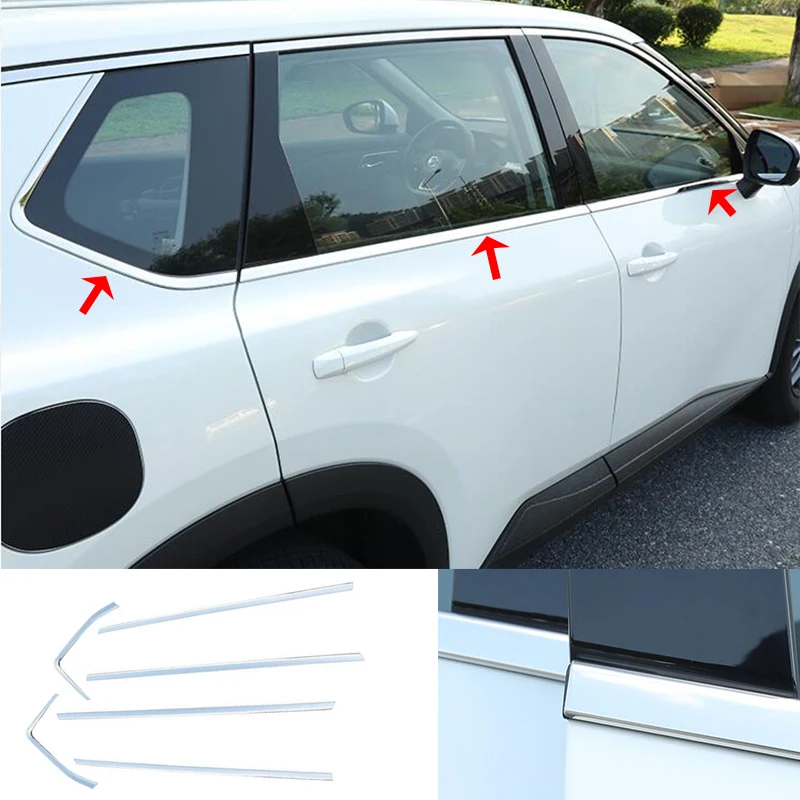 6PCS For Nissan Rogue T33 2020 2021 2022 2023 Stainless Steel Chrome Window Frame Strip Cover Trims Molding 6PCS For Nissan Rogue T33 2020 2021 2022 2023 Stainless Steel Chrome Window Frame Strip Cover Trims Molding