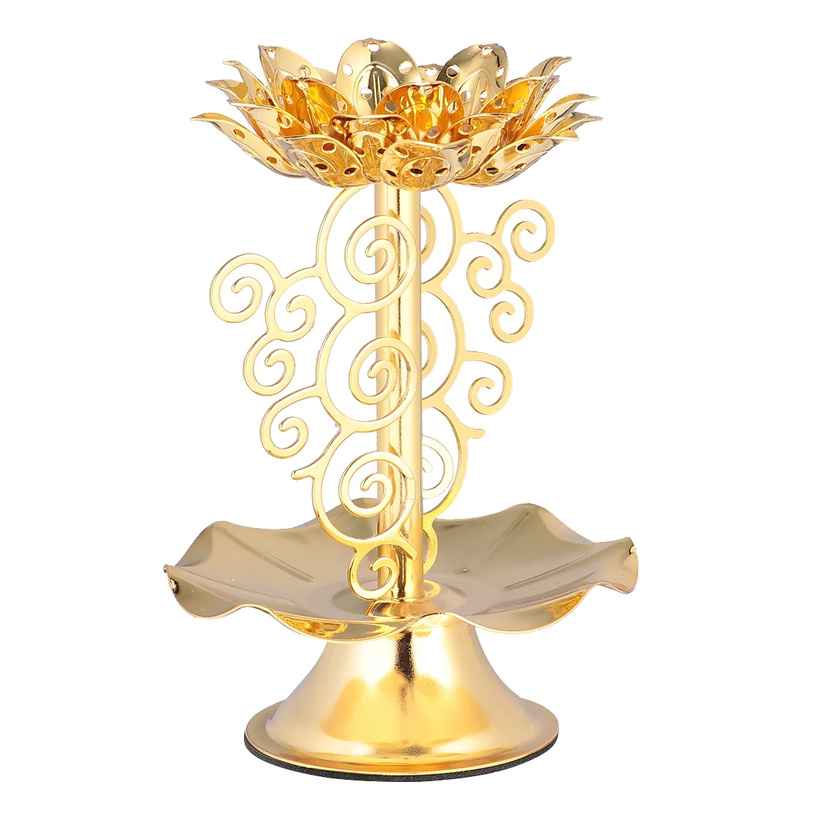 

Holder Lotus Lamp Candlestick Stand Diwali Indian Decor Oil Diya Lantern Holders Gold Tealight Flower Brass Lamps Pooja Crystal