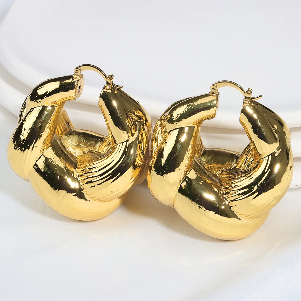 

Luxury Woman Fashion Earrings Smooth Metal African Copper Jewelry Gold Plated Earrings Elegant Accessories Ladies Jewelry