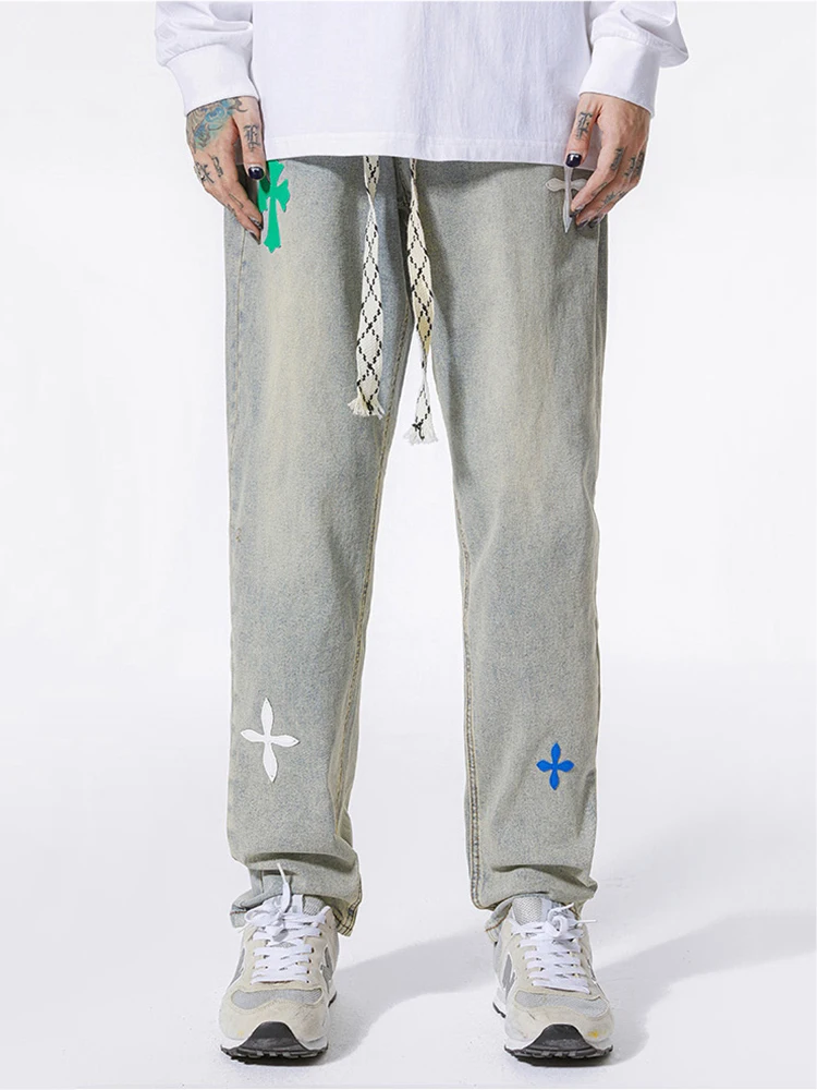 

Men's Straight Loose Y2k Men Jeans Wide Leg Pants Spring and Autumn Korean Fashion High Street Hip Hop Style Men Pants Softener