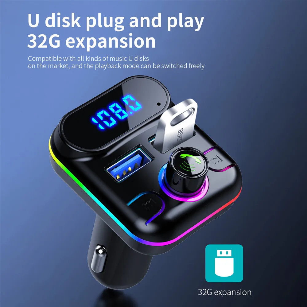 FM-трансмиттер с Bluetooth 5 0 автомобильный комплект громкой связи аудио mp3-плеер