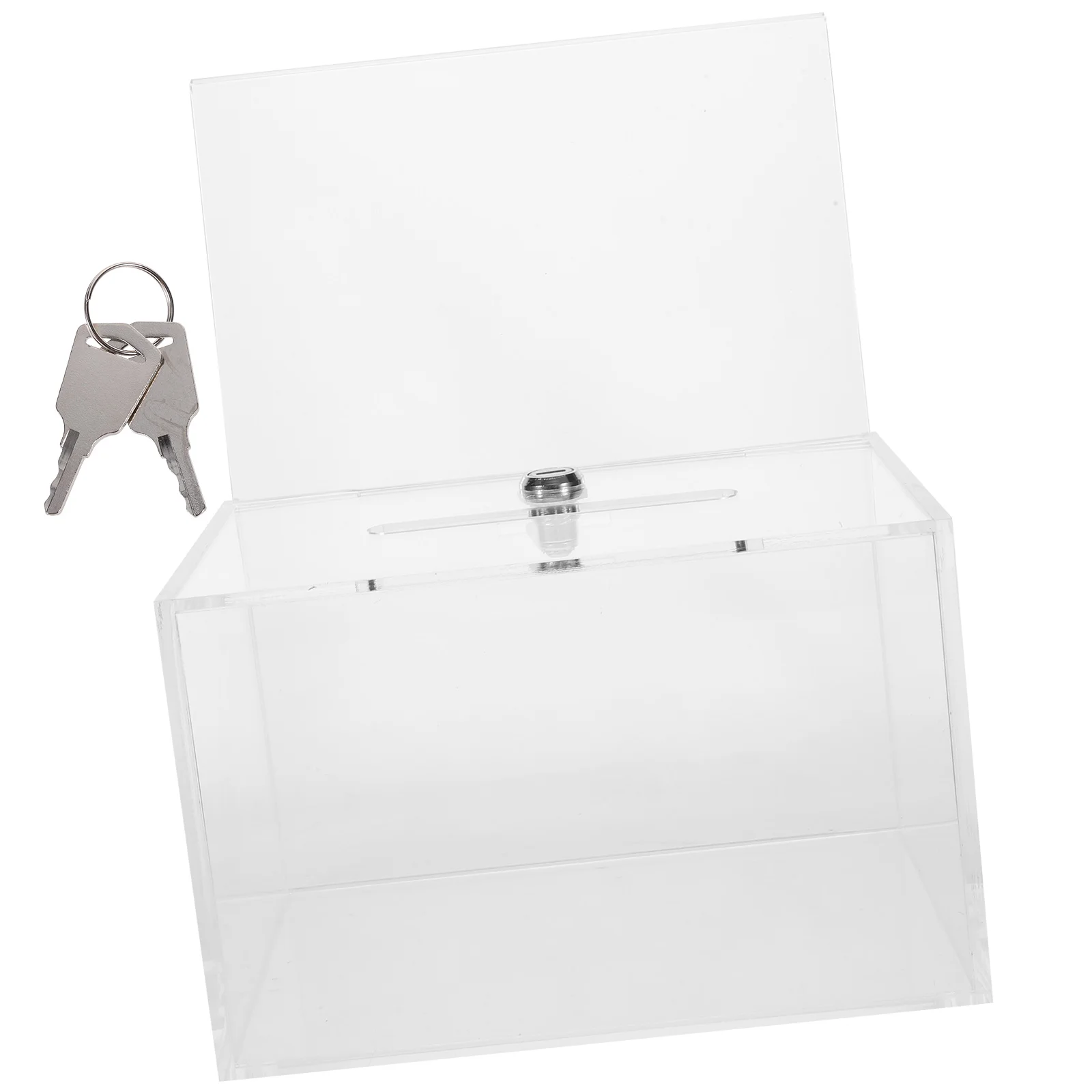 

1 Set of Clear Fundraising Donation Box with Lock Public Ballot Box Voting Box Suggestion Box