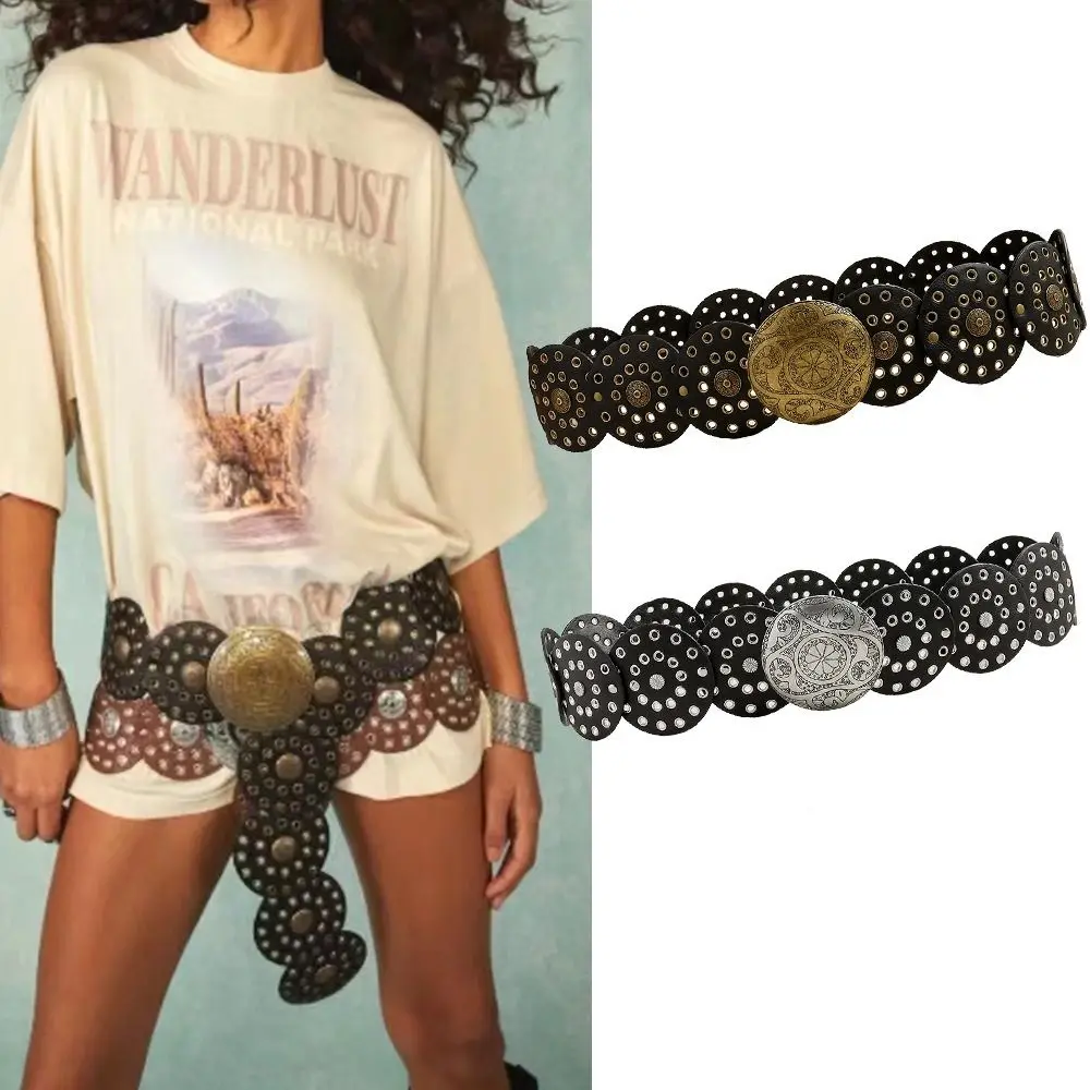 

For Women Cowboy Western Style Exaggerated Belt Wide Disc Vintage