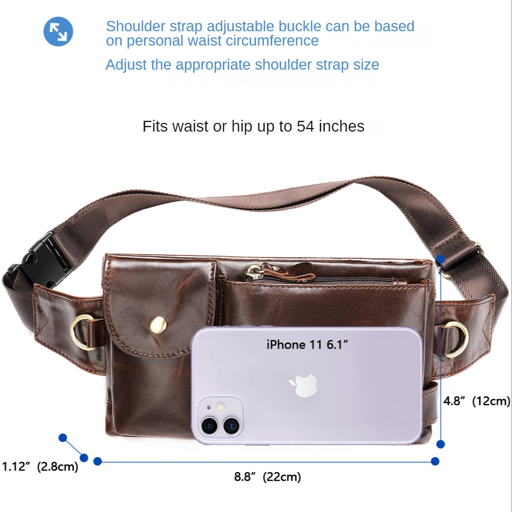 NolvoWorld Brand Casual Functional Money Phone Belt Bag Men Chest Pouch Waist Bags Unisex Pack Sling Bag Genuine Leather Hip Bag