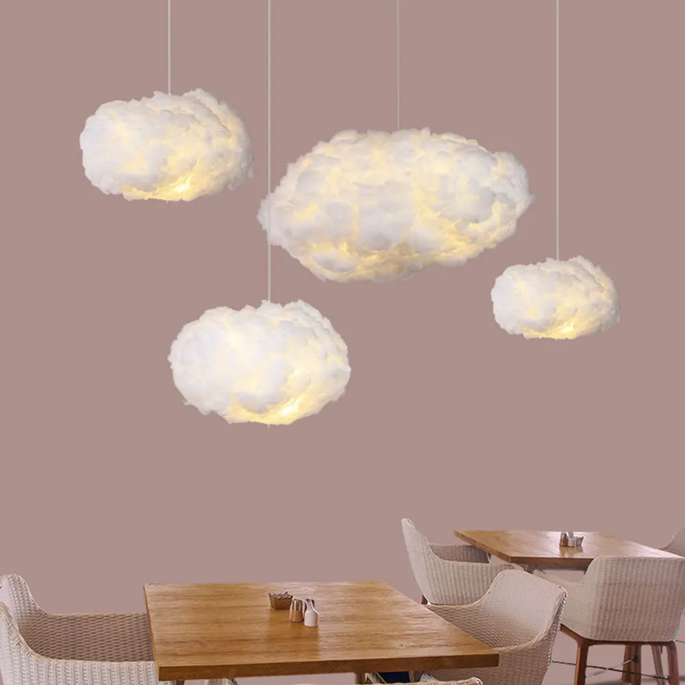 Modern Pendant Lamp LED Hanging Lighting Fixture Living Bedroom Kids Room Indoor Decor Cloud Shape Suspension Chandelier Lights