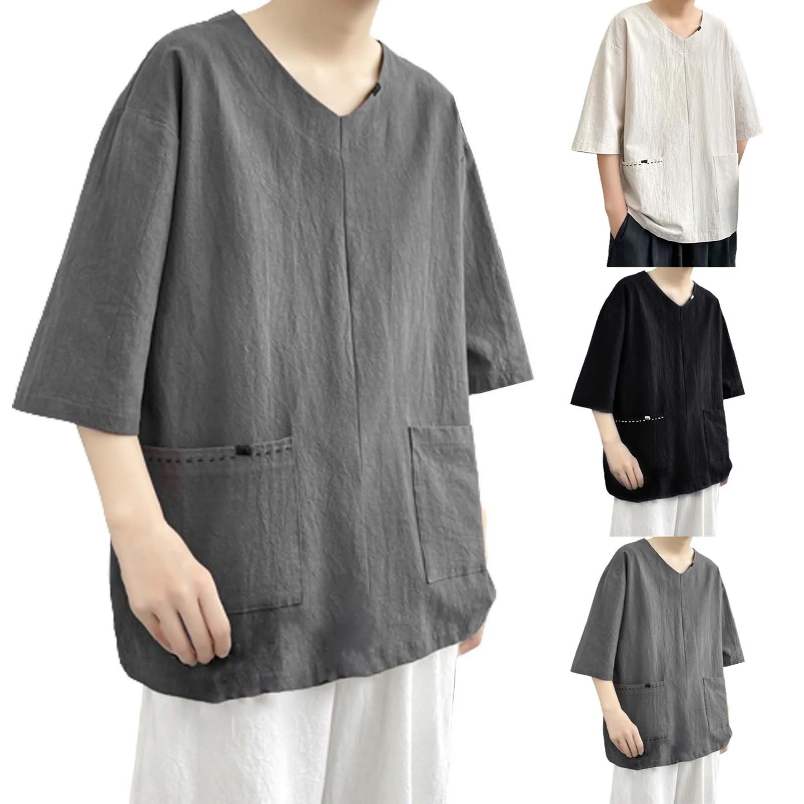 

Sheer Long Sleeve Shirt Vintage Collar Cotton Linen Short Sleeved T Shirt Men'S Compression Shirt Men Men T Shirts Graphic Tees