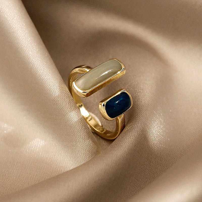 

2022 Korean Wave New Color Matching Open Ring Fashion INS Tide Design Index Finger Ring Celebrity Accessories Holiday Gift