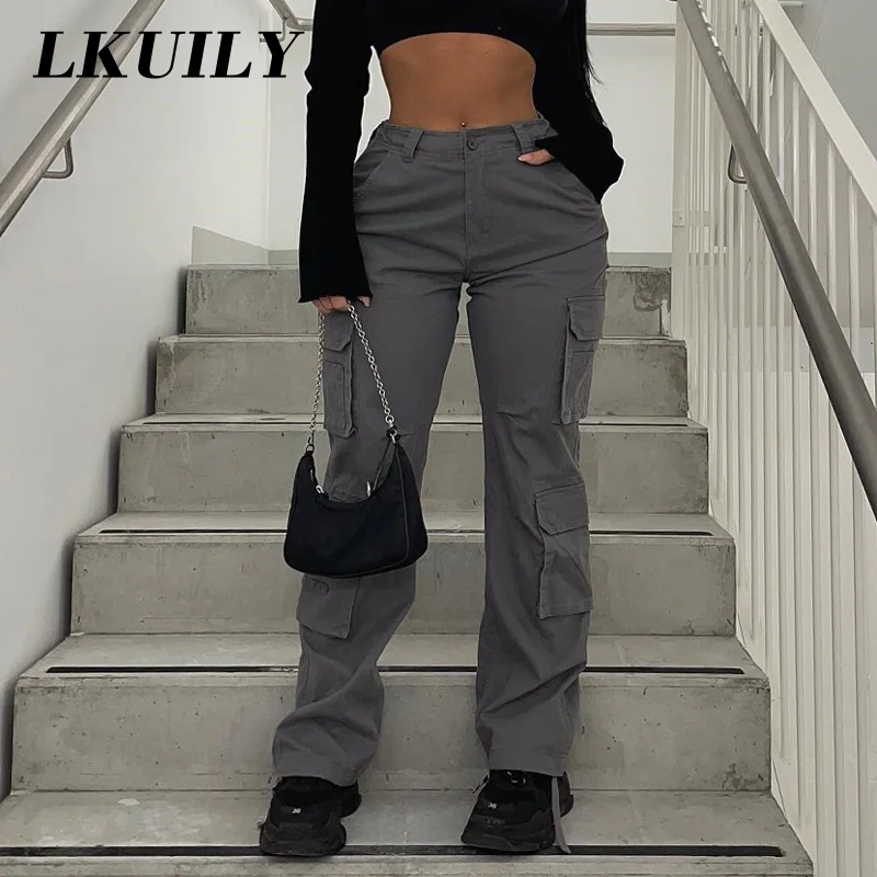 

Повседневные брюки-карго Y2K с заниженной талией, винтажная свободная уличная одежда, мешковатые джинсы, женские пикантные прямые брюки большого размера
