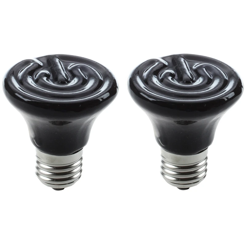 

2X Mini Black Ceramic Heat Infrared Lamp Bulb (110V/100W)